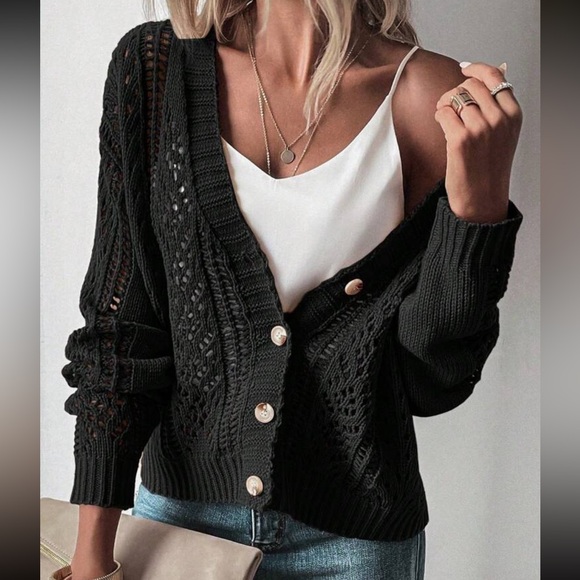 Cozy Mauve V neck button down Oversized knit cardigan - Picture 6 of 12